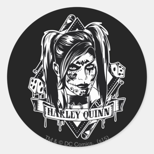 Sticker Rond Badge Harley Quinn (Devant)