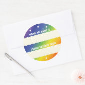 Sticker Rond Badge Rainbow Hello Comment je connais quelqu'un (Enveloppe)