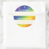 Sticker Rond Badge Rainbow Hello Comment je connais quelqu'un (Sac)