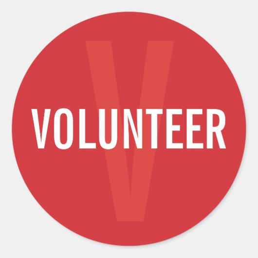 Sticker Rond Badge Red Volunteer (Devant)