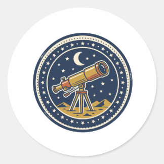 Sticker Rond Badge Retro Star Party Club d'astronomie Autocolla