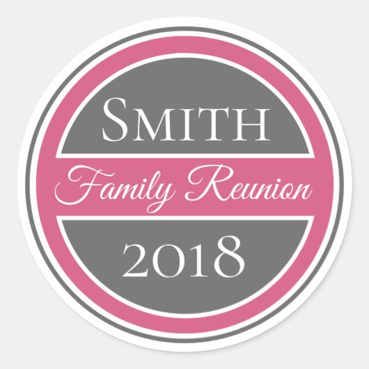 Sticker Rond Badge rose Reunion Famille (Devant)