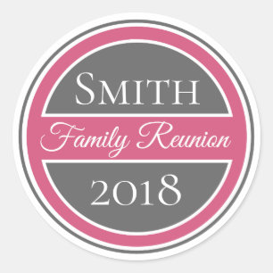 Sticker Rond Badge rose Reunion Famille