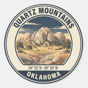 Sticker Rond Badge vintage de randonnée des montagnes de Quartz
