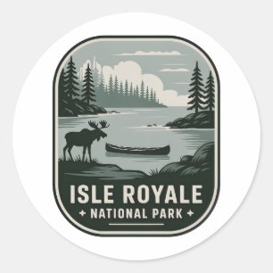 Sticker Rond Badge Vintage du Parc National de l'Isle Royale