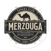 Badge Vintage Randonnée à chameau Merzouga Sahara 
