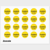 Sticker Rond Badge volontaire jaune avec nom d'équipe personnal (Feuille)