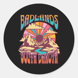 Sticker Rond Badlands Dakota du Sud Nature Randonnée Montagnes