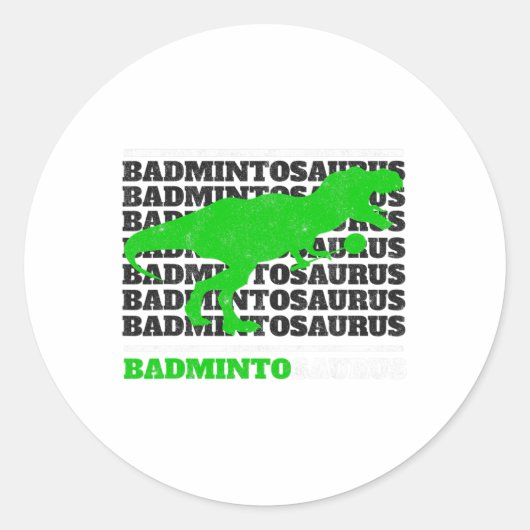 Sticker Rond Badminto Saurus Rex Birdie Shuttle Dino Badminton (Devant)