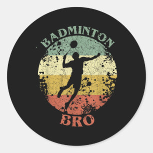 Sticker Rond Badminton Bro Distressed Vintage Badminton Frère