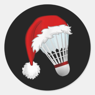 Sticker Rond Badminton Chapeau de Père Noël Sports Noël