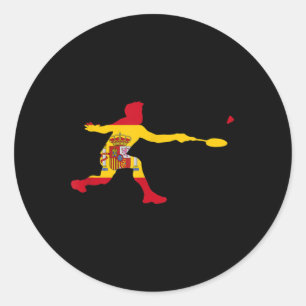 Sticker Rond Badminton Drapeau Espagnol Raquette Volant Hommes