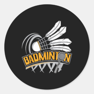 Sticker Rond Badminton - Joueur de badminton volant