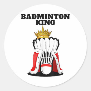 Sticker Rond Badminton King _ Mens Badminton Player Shirt Boys