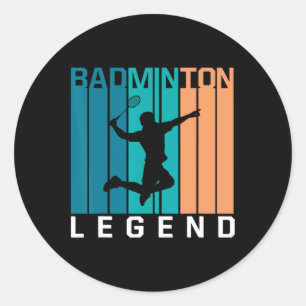 Sticker Rond Badminton Legend Joueur Badminton Navette Sports S