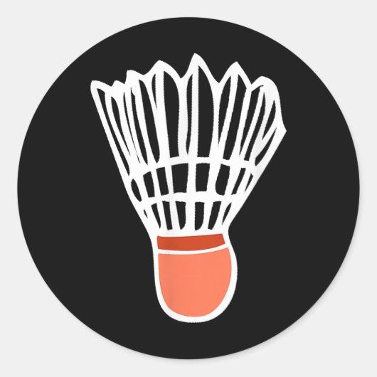 Sticker Rond Badminton Player Racket Shuttle Illustration Sport (Devant)