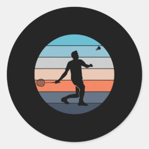 Sticker Rond Badminton Player Racquet Sport Navette Retro Vinta