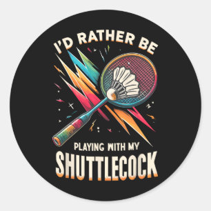 Sticker Rond Badminton Player Shutt Racket Badmintoner
