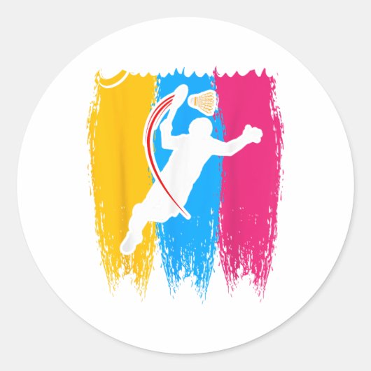 Sticker Rond Badminton Player Shuttle Time Smash Rackets Lover  (Devant)
