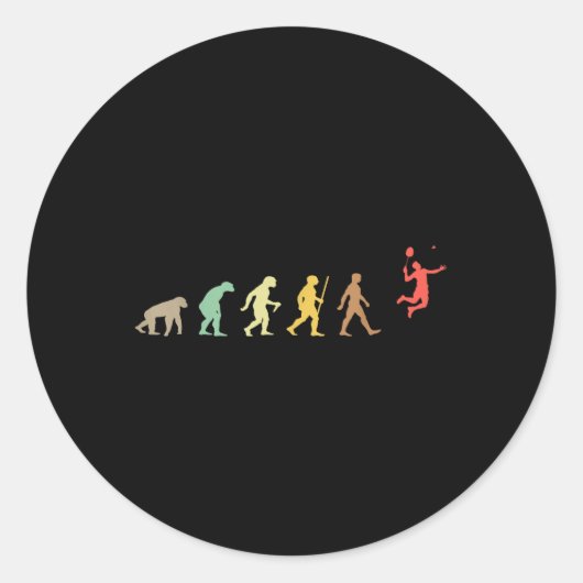 Sticker Rond Badminton Rétro Vintage Évolution Volant  (Devant)