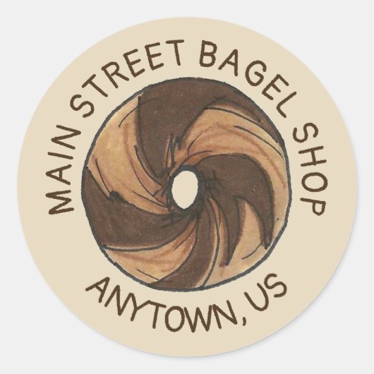 Sticker Rond Bagel en laiton de marbre customisé Boutique Petit (Devant)