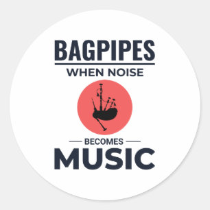 Sticker Rond Bagpipe Player Instrument Scotland Music