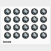 Sticker Rond Bague bleue Octopus Tentacles noirs (Feuille)