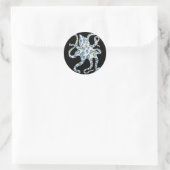 Sticker Rond Bague bleue Octopus Tentacles noirs (Sac)