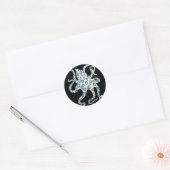 Sticker Rond Bague bleue Octopus Tentacles noirs (Enveloppe)