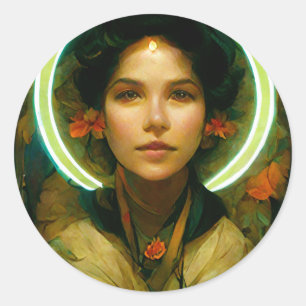 Sticker Rond Bague De Lumière Imaginaire Sci-fi