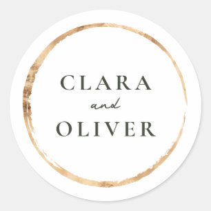 Sticker Rond Bague de mariage en cercle d'or brossé blanc