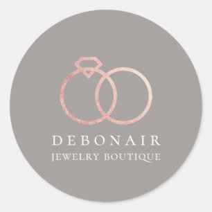 Sticker Rond Bague élégante en or rose personnalisée Logo