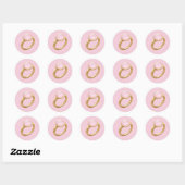 Sticker Rond Bague en or avec art Emoji de gemme rose (Feuille)