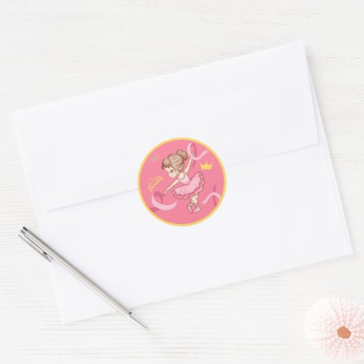 Sticker Rond Baguerina de la bordure d'or (Enveloppe)
