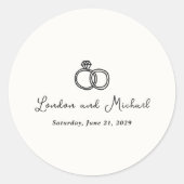 Sticker Rond Bagues à main Doodle Mariage moderne (Devant)