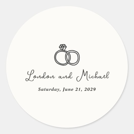 Sticker Rond Bagues à main Doodle Mariage moderne (Devant)