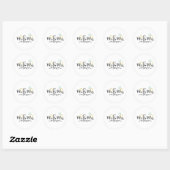 Sticker Rond Bagues de mariage Mr & Mrs (Feuille)