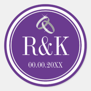 Sticker Rond Bagues de mariage violet entrelacé de la partie de