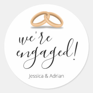 Sticker Rond Bagues en or minimales Nous sommes fiancés