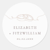 Sticker Rond Bagues Mariages simples minimales | Mariage rose p (Devant)