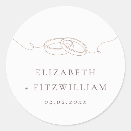 Sticker Rond Bagues Mariages simples minimales | Mariage rose p (Devant)