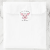 Sticker Rond Baguette à lèvres sur un porc (Sac)