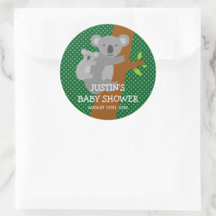 Sticker Rond Baguette australienne koala ours baby shower autoc