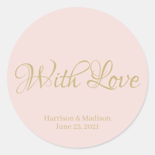 Sticker Rond Baguette cadeau Mariage en or rose pâle (Devant)