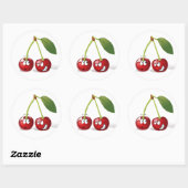 Sticker Rond Baguette Cartoon Cerise Fruit (Feuille)