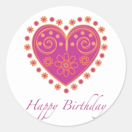 Sticker Rond Baguette d'anniversaire douce avec un coeur (Devant)