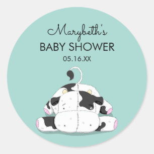 Sticker Rond Baguette de Baby shower de petite vache