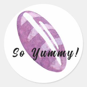 Sticker Rond Baguette de bonbons doux violet pour enfants