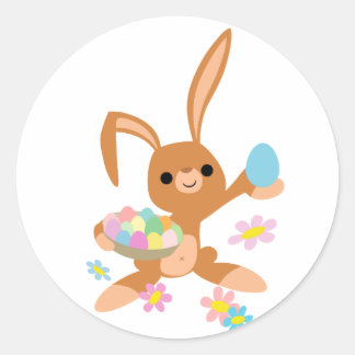 Sticker Rond Baguette de Bunny de Pâques