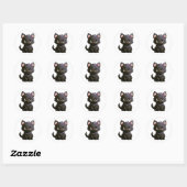 Sticker Rond Baguette de chat noir (Feuille)
